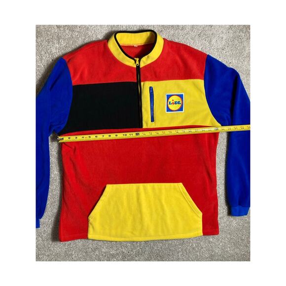Lidl Pull Over Fleece Sweater Jacket XL Red Blue Yellow Black - 100% Polyester - Picture 5 of 9